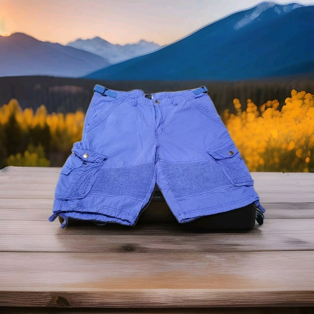 BLUE GEAR Shorts Men's 36 Blue Cargo Cinch Cuff Adjustable Waist 38 x 11 Midrise